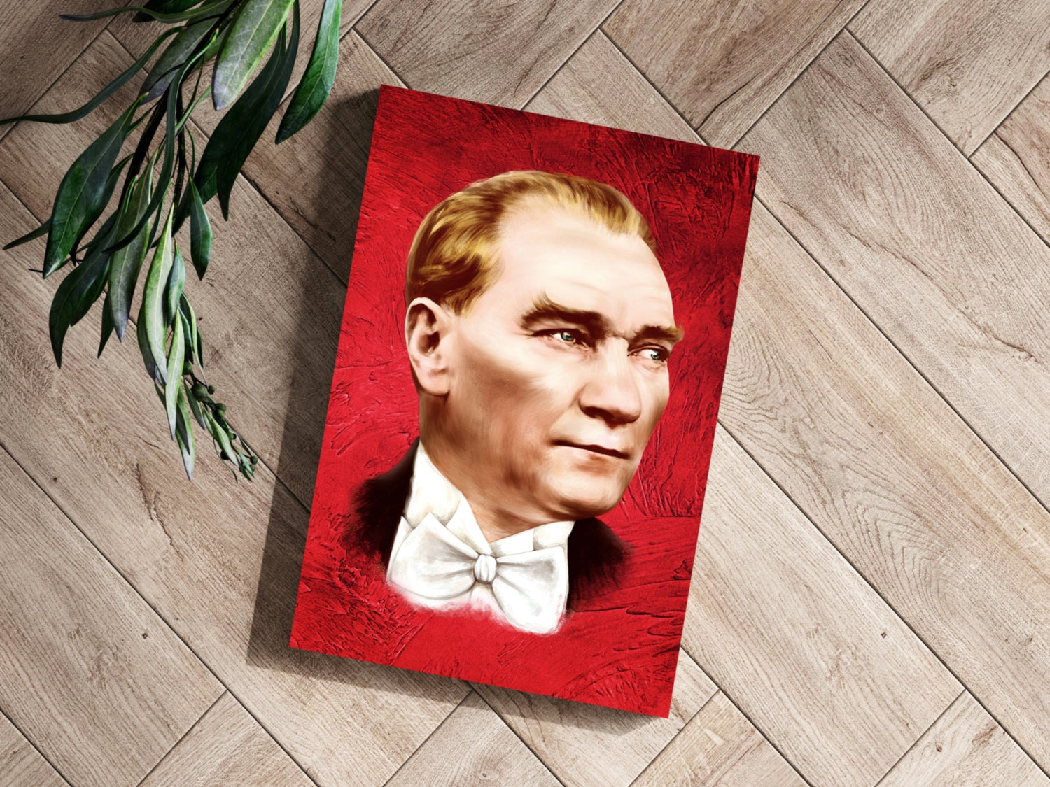 Ataturk Portrait Red Backdrop Aluminum Print