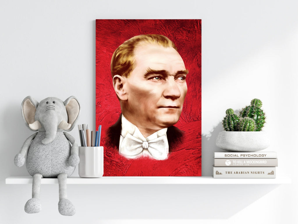Ataturk Portrait Red Backdrop Aluminum Print