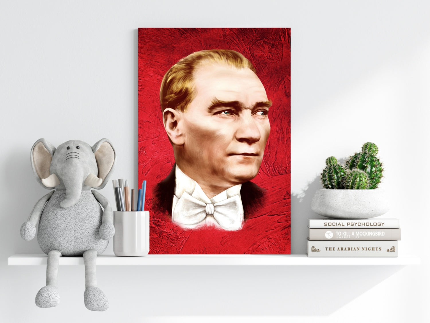 Ataturk Portrait Red Backdrop Aluminum Print