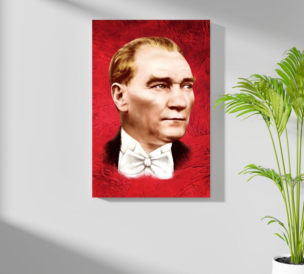 Ataturk Portrait Red Backdrop Aluminum Print