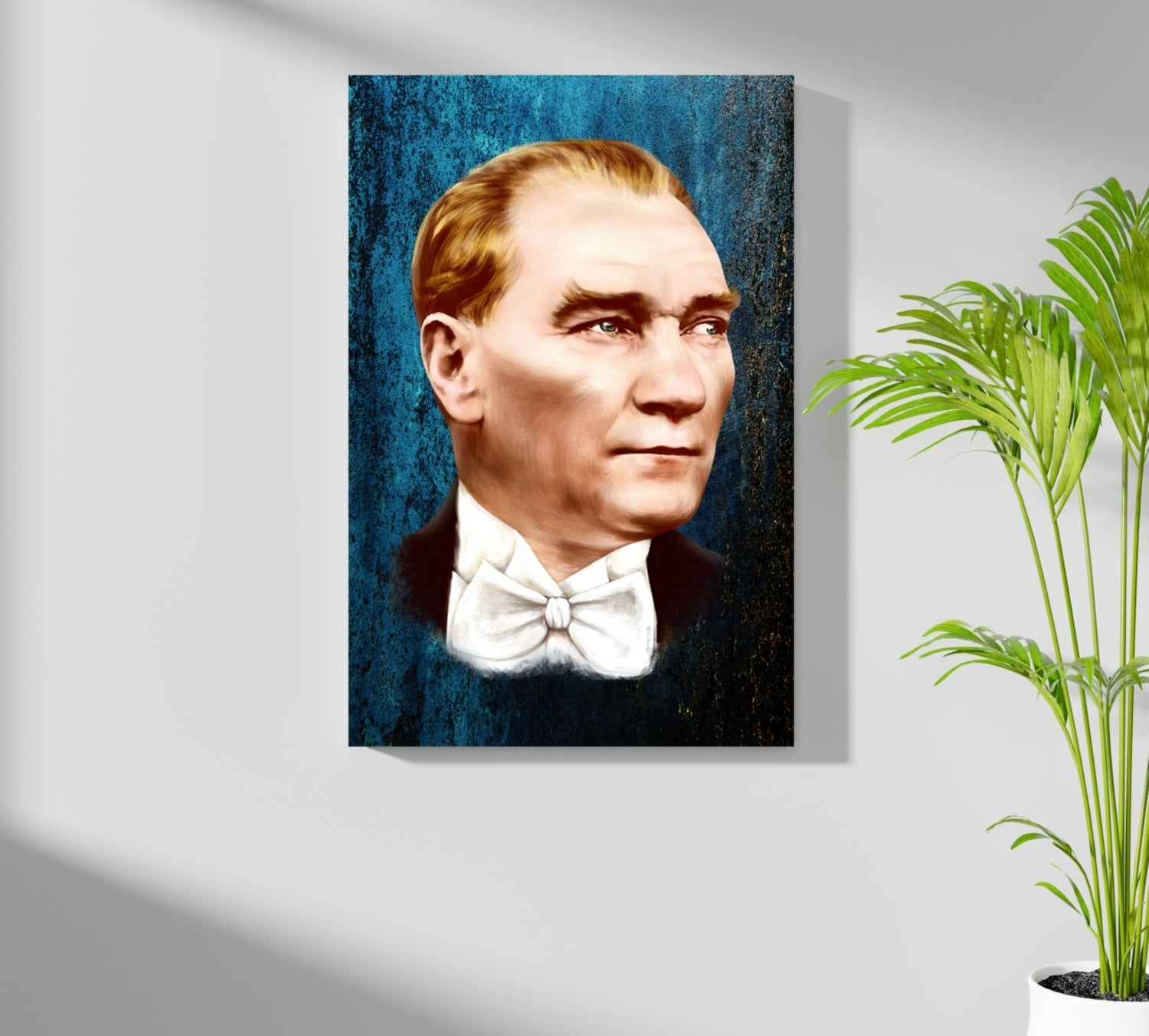 Ataturk Portrait Teal Backdrop Aluminum Print