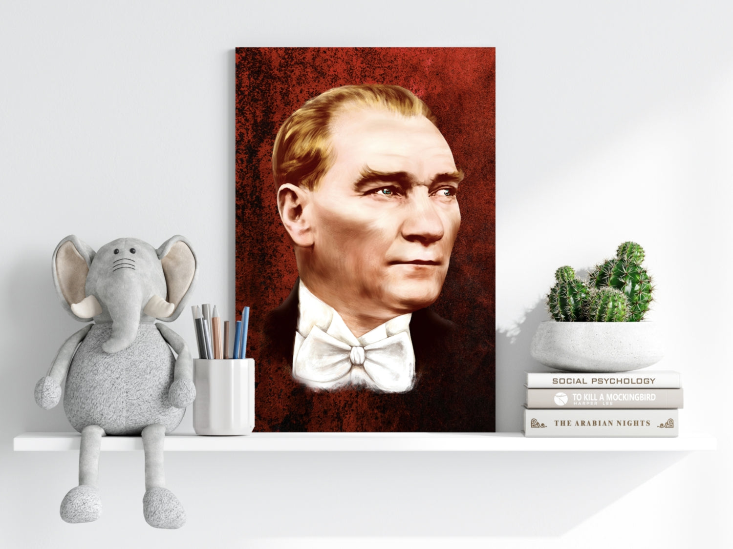 Ataturk Portrait Rust Red Aluminum Print