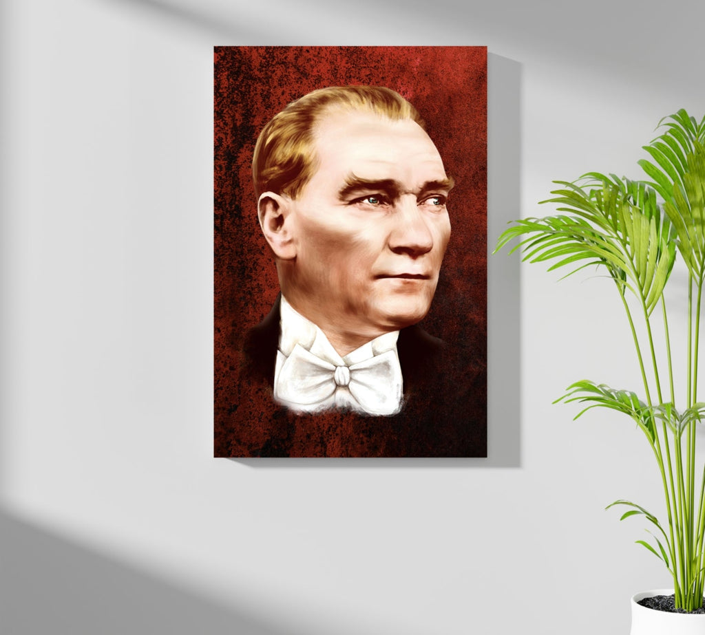 Ataturk Portrait Rust Red Aluminum Print