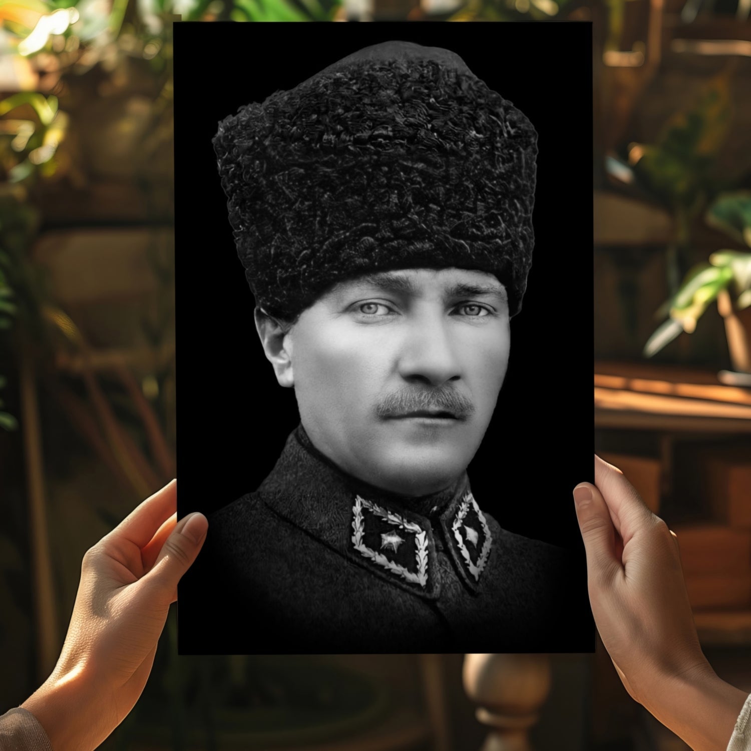 Ataturk in Kalpak Uniform Aluminum Print