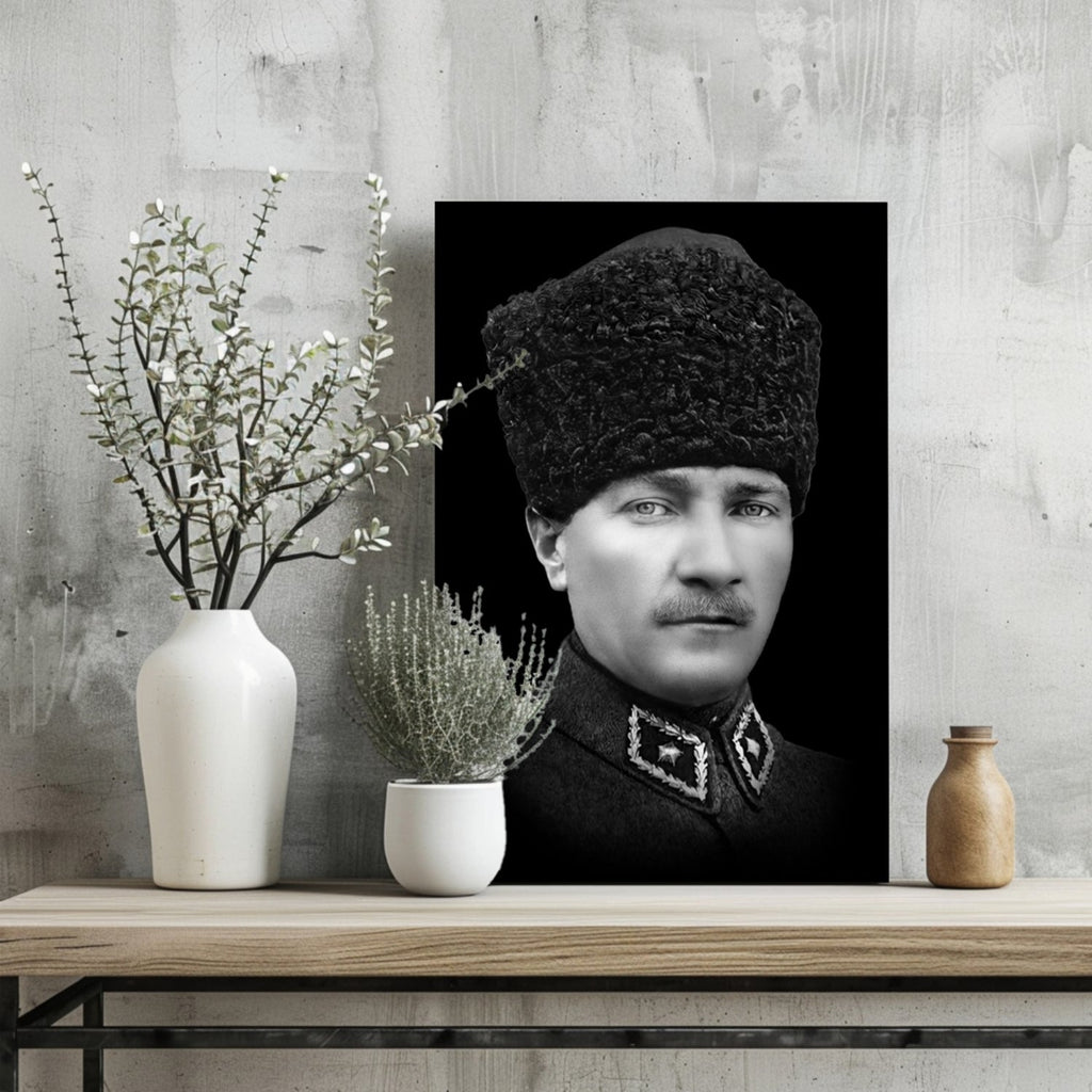 Ataturk in Kalpak Uniform Aluminum Print