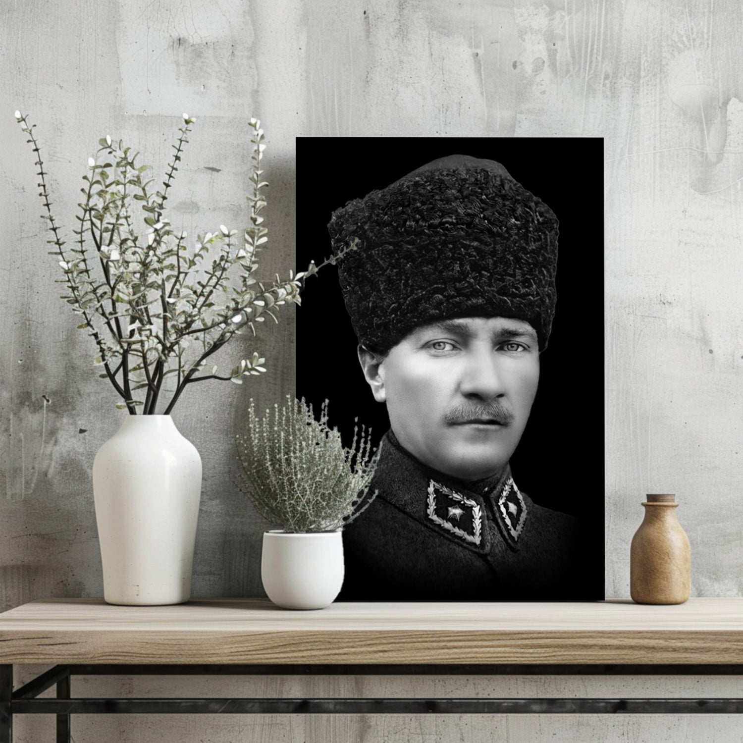 Ataturk in Kalpak Uniform Aluminum Print