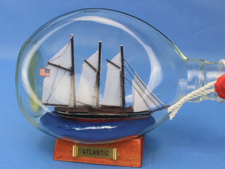 Atlantic Sailboat in a Glass Bottle 7""