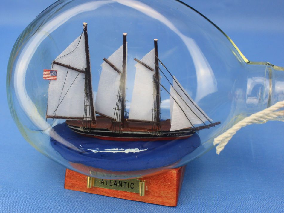 Atlantic Sailboat in a Glass Bottle 7""