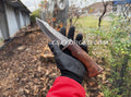 Bobcat Damascus Steel Hunting Knife Rose Wood Handle by cskforged - PhishStones Products