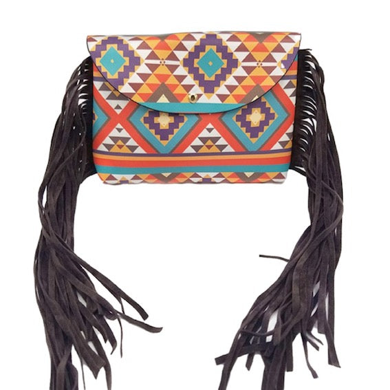 Boho Patterned Faux Leather Fanny Pack Crossbody Belt Bag