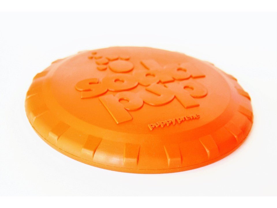 Bottle Top Flyer Rubber Frisbee for Dogs | Orange | Vet Approved | USA Made - PhishStones Products