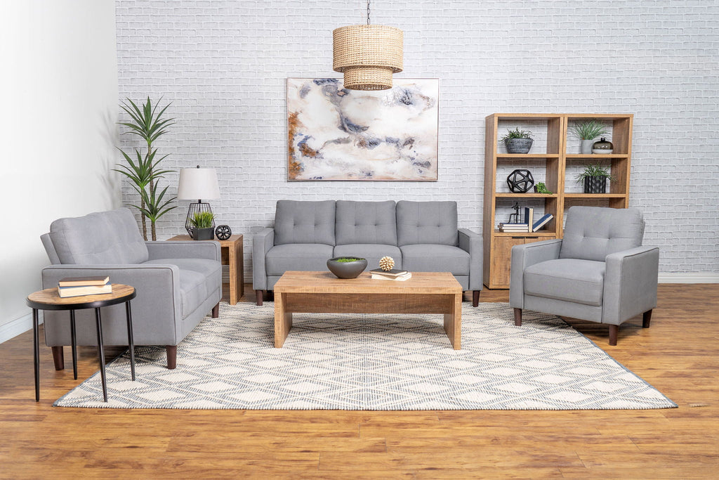 Bowen 3 - piece Upholstered Track Arm Tufted Sofa Set Grey - PhishStones Products
