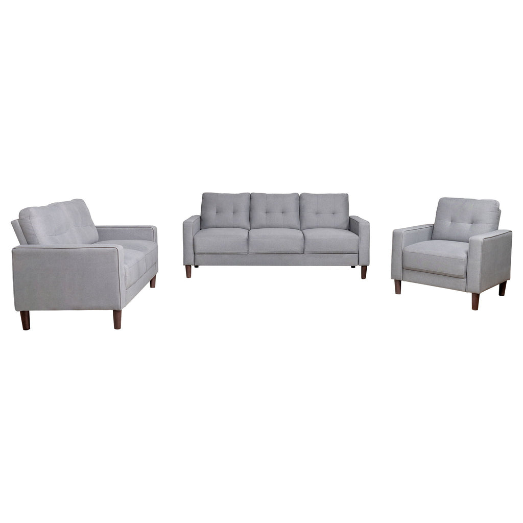 Bowen 3 - piece Upholstered Track Arm Tufted Sofa Set Grey - PhishStones Products