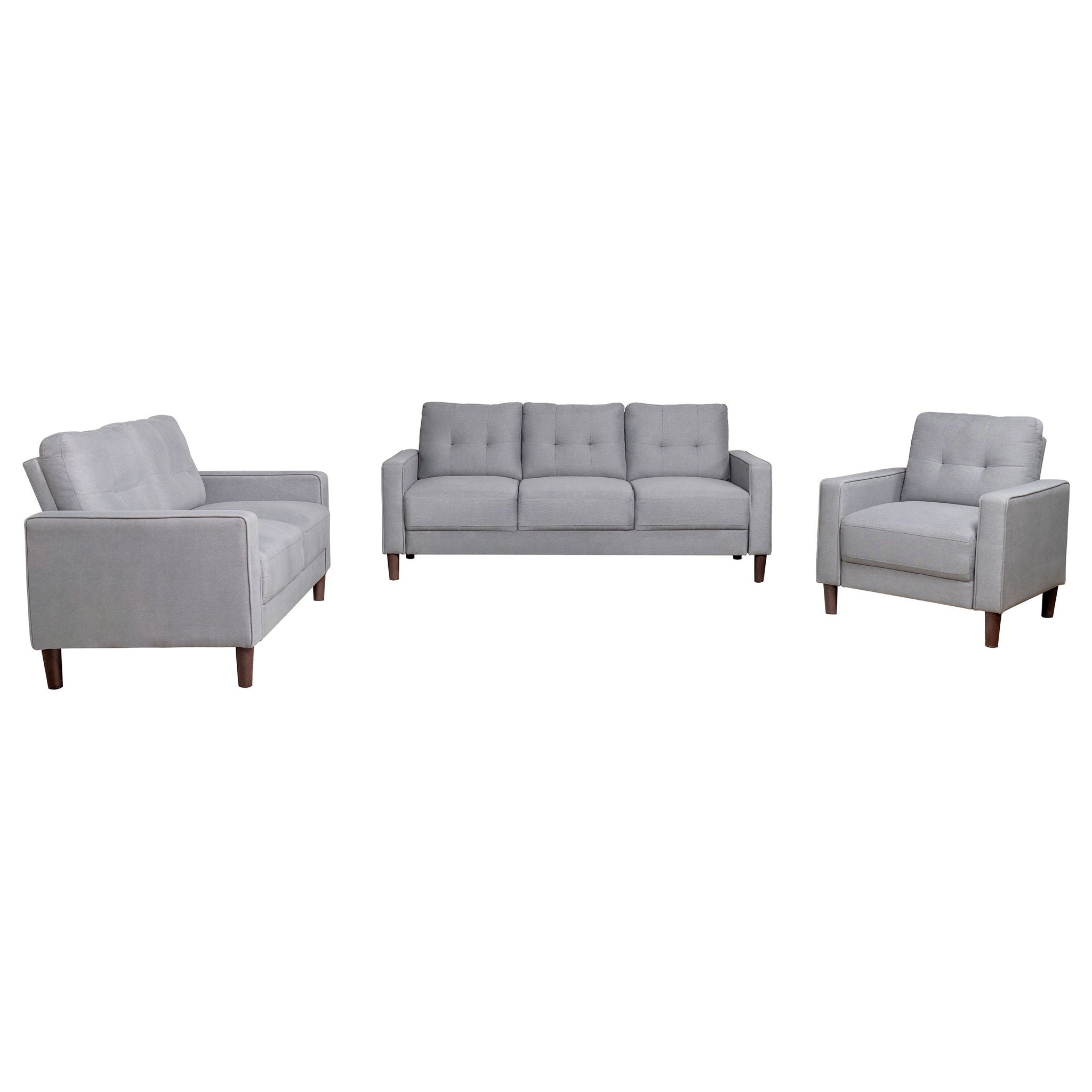 Bowen 3 - piece Upholstered Track Arm Tufted Sofa Set Grey - PhishStones Products