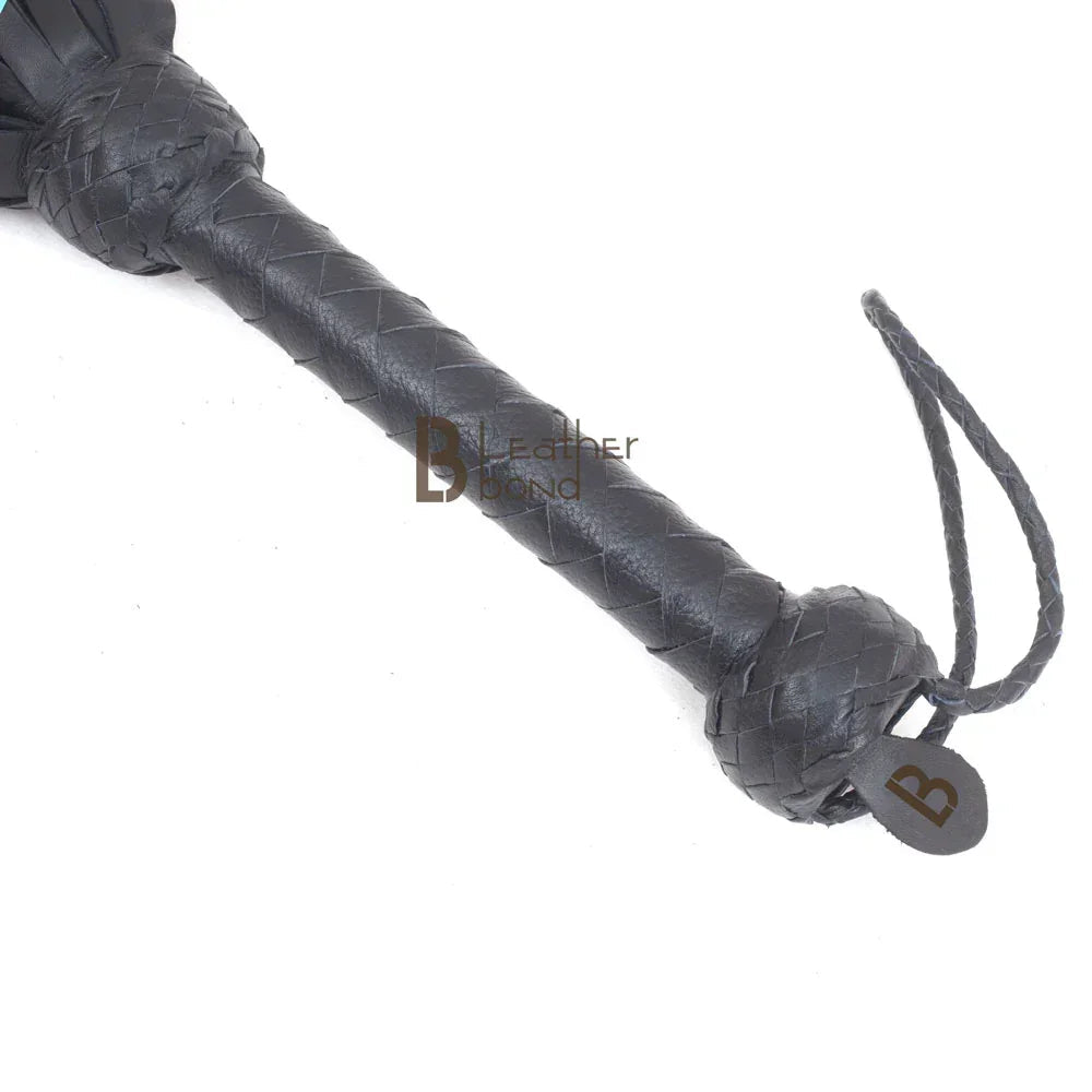 Real Cowhide Leather Flogger 50 Falls Heavy Duty Thuddy Black Whip | Handcrafted BDSM Impact Flogger