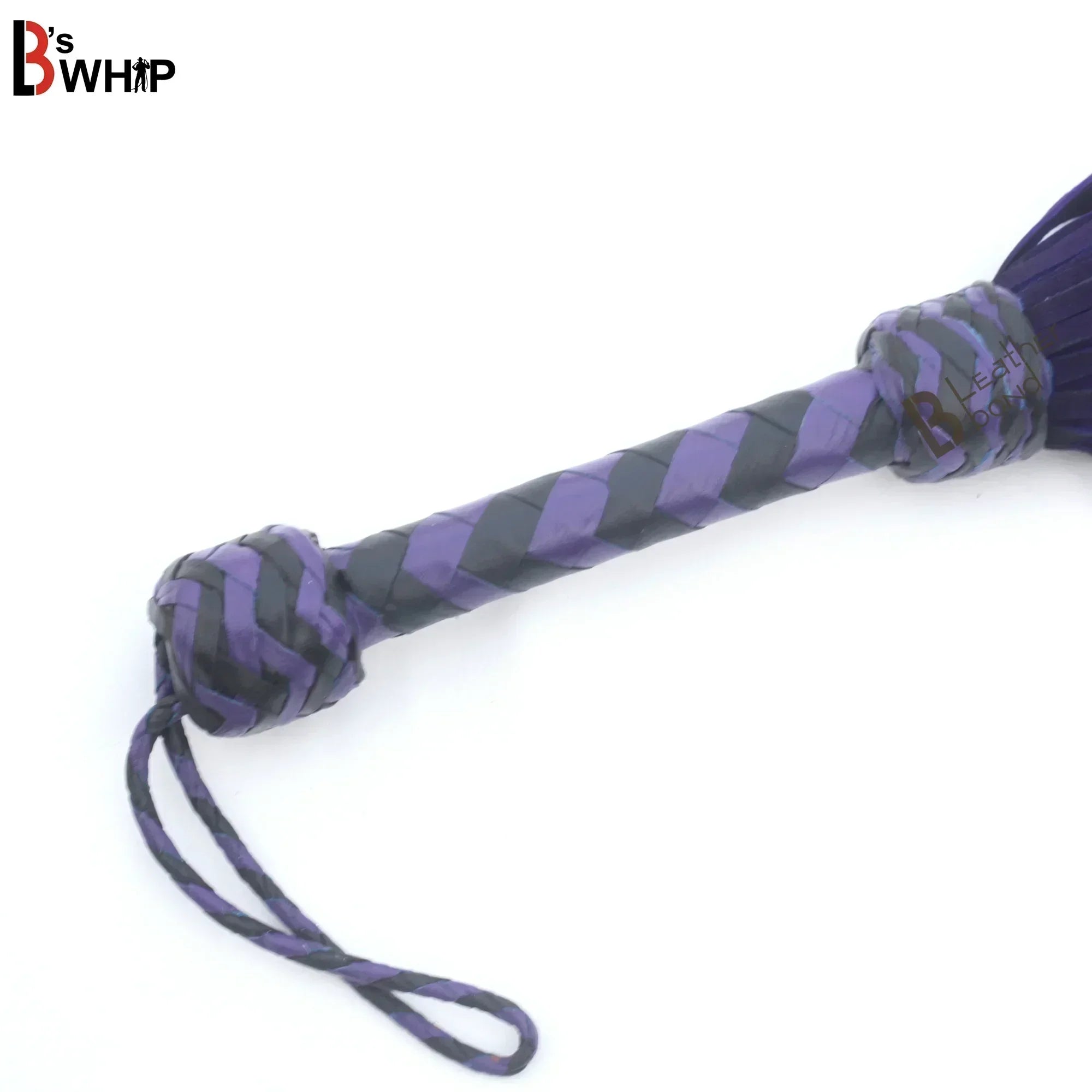 💜🖤 Real Cowhide Suede Leather Flogger 50 Falls Purple and Black Heavy Duty Thuddy Whip | BDSM Impact