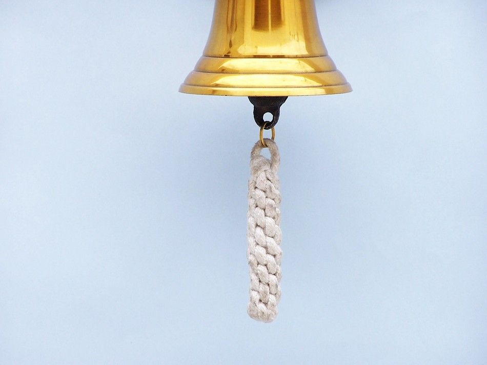 Brass Plated Hanging Ship Wheel Bell 7""