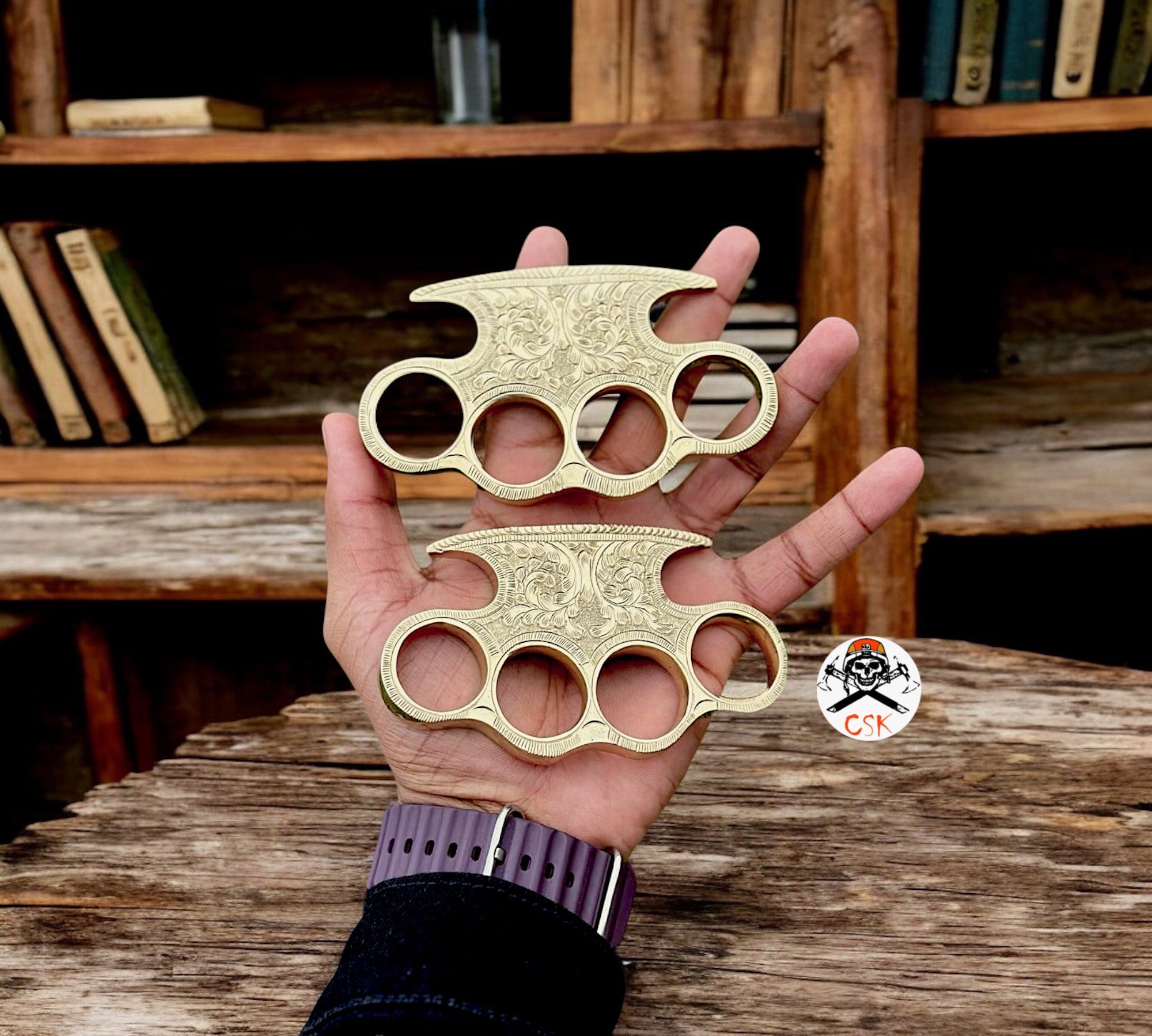 Brass Knuckle Set - Hand Engraved Knuckles - PhishStones Products
