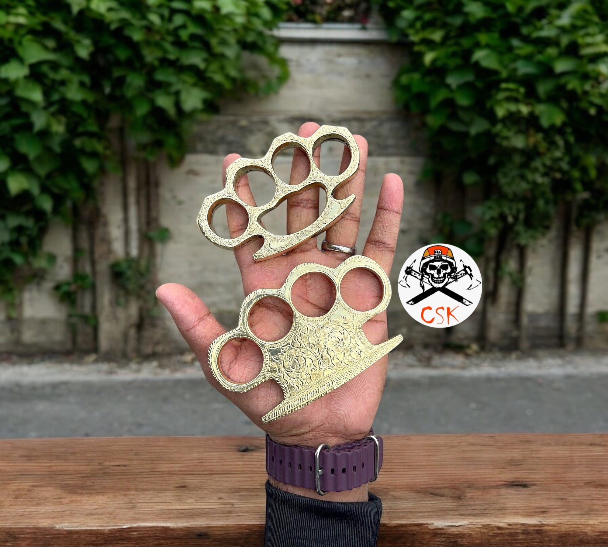 Brass Knuckle Set - Hand Engraved Knuckles - PhishStones Products