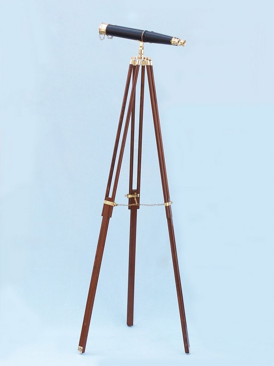 Floor Standing Admiral's Brass/Leather Binoculars 62""