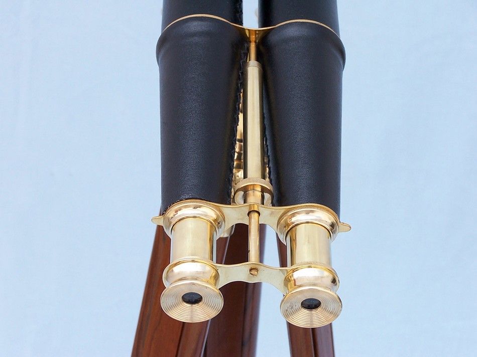 Floor Standing Admiral's Brass/Leather Binoculars 62""