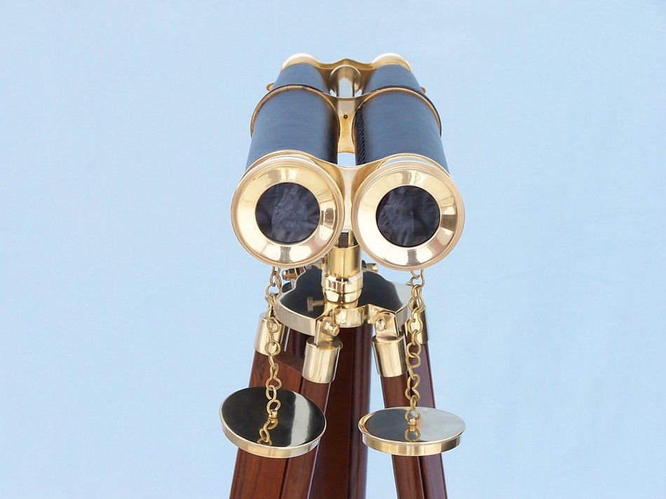 Floor Standing Admiral's Brass/Leather Binoculars 62""