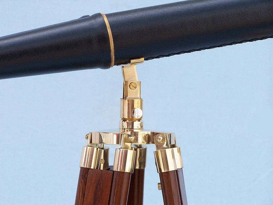 Floor Standing Admiral's Brass/Leather Binoculars 62""