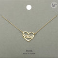 Brass Metal Baseball Heart Pendant Necklace