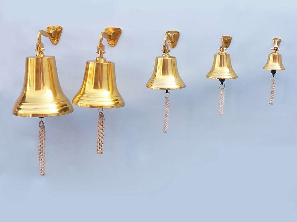 Brass Plated Hanging Ship's Bell 9""