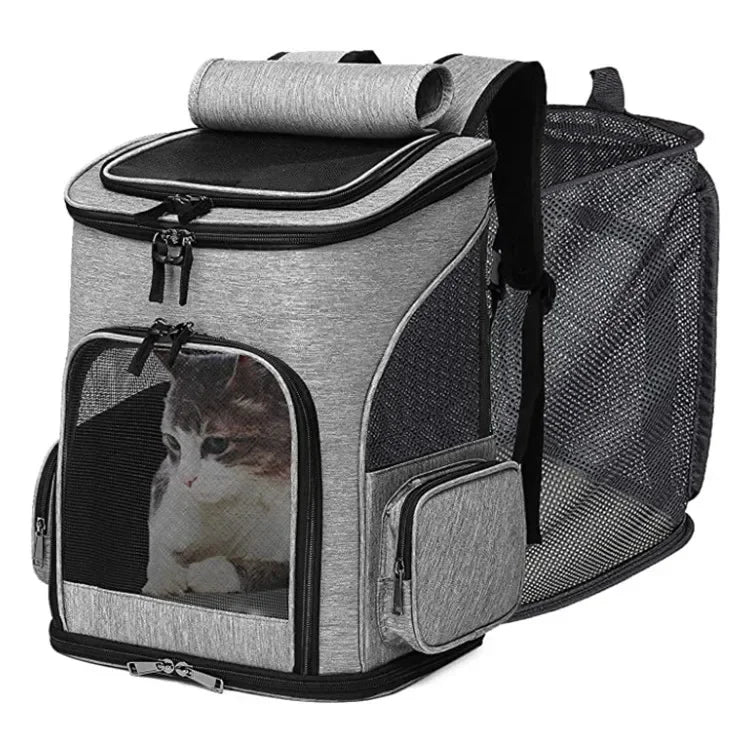 Breathable Foldable Expandable Pet Carrier Backpack for Cats & Small Dogs, Fits Pets up to 6.5 kg (14.3 lb) - PhishStones Products
