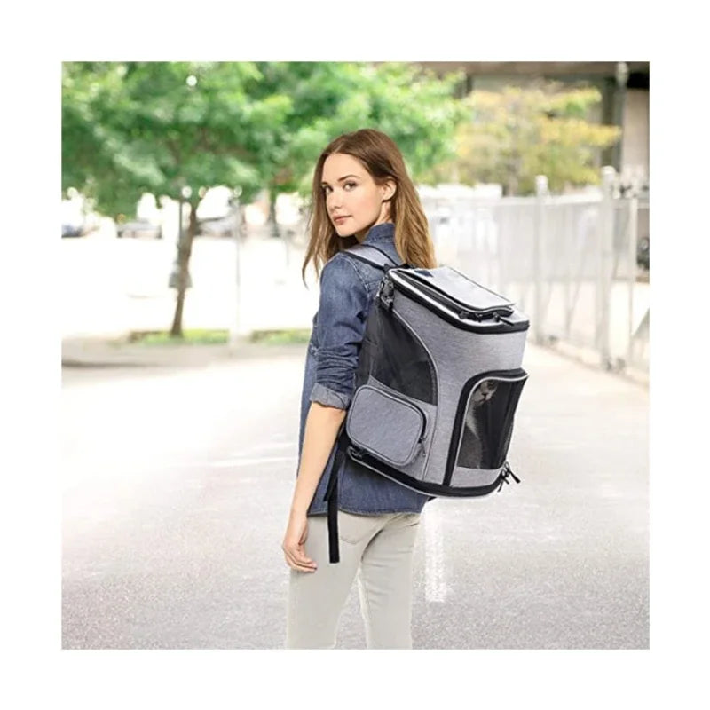 Breathable Foldable Expandable Pet Carrier Backpack for Cats & Small Dogs, Fits Pets up to 6.5 kg (14.3 lb) - PhishStones Products