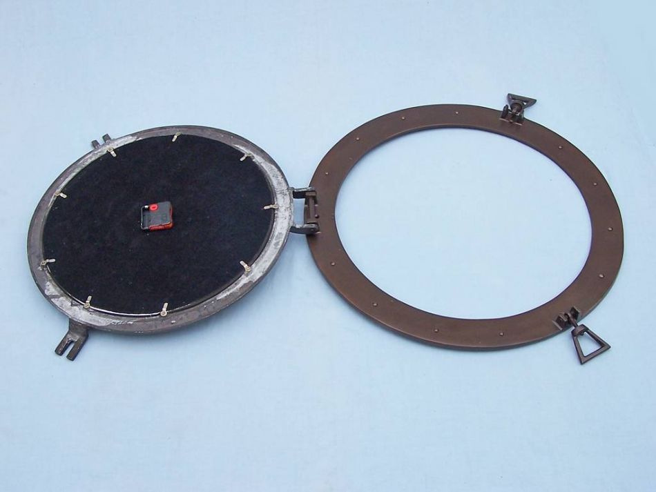 Bronzed Deluxe Class Porthole Clock 24""