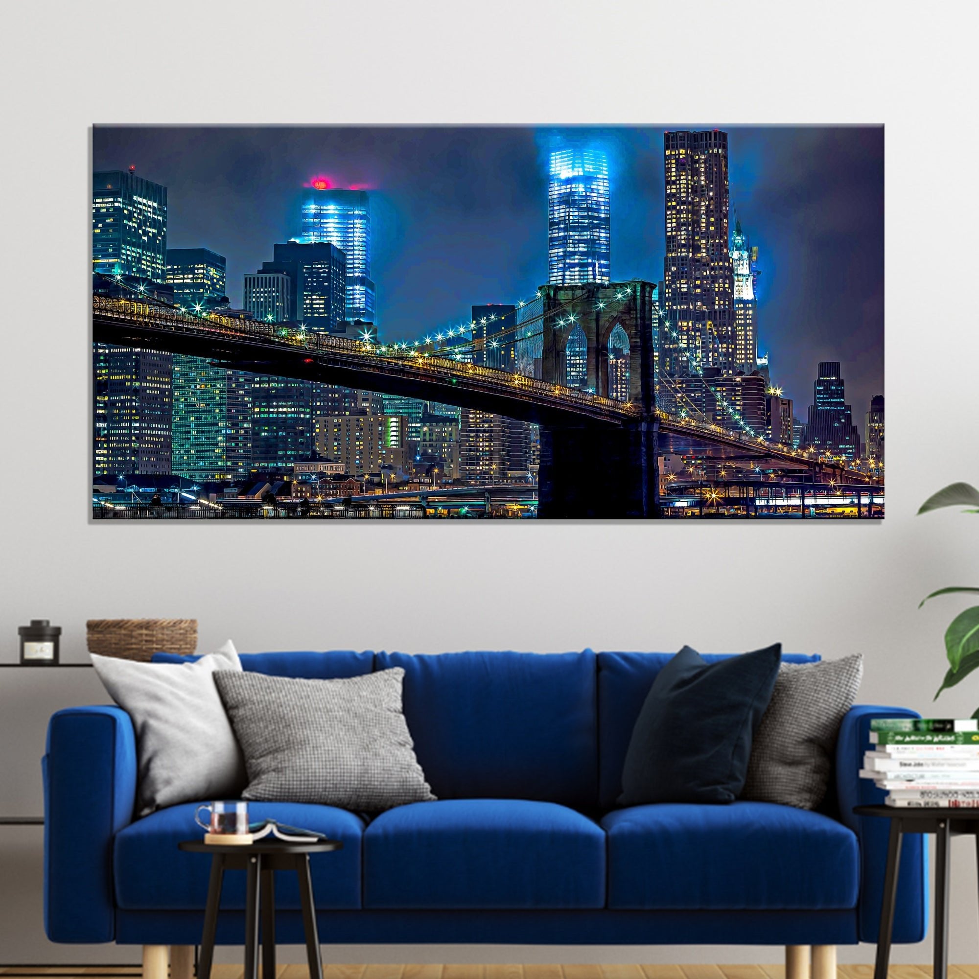 Brooklyn Bridge Night View Canvas Wall Art - PhishStones Products