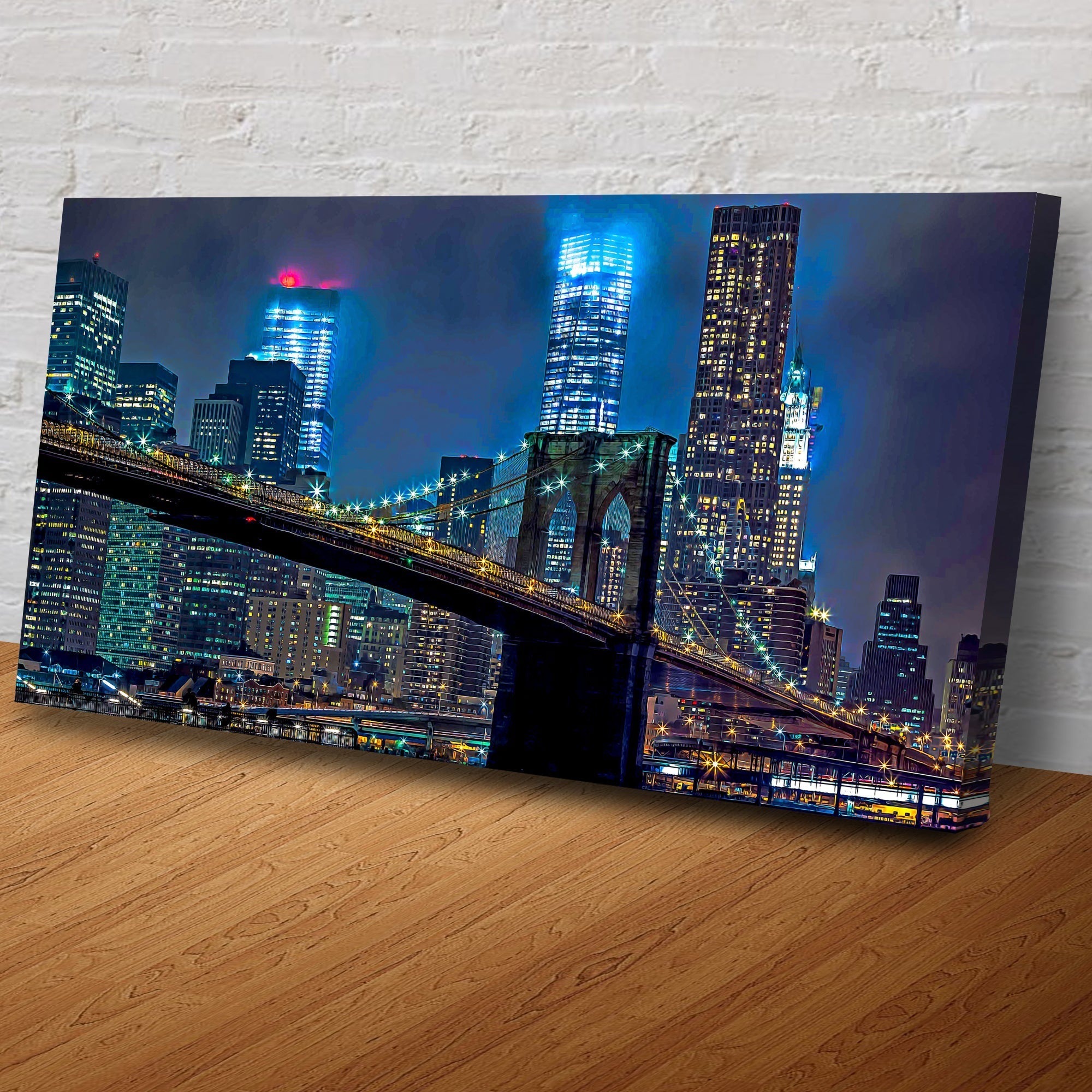 Brooklyn Bridge Night View Canvas Wall Art - PhishStones Products