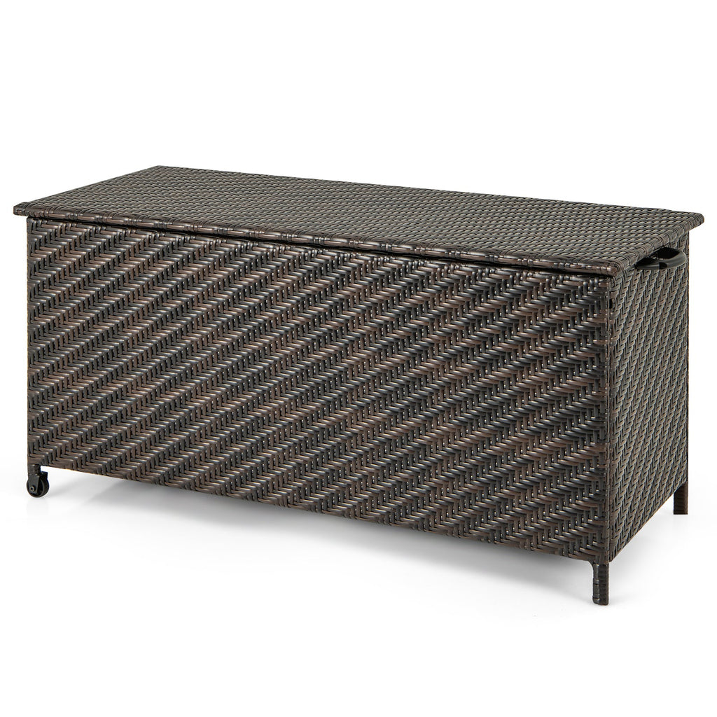 85 Gallon Outdoor Storage Box with Removable Liner and Universal Wheels