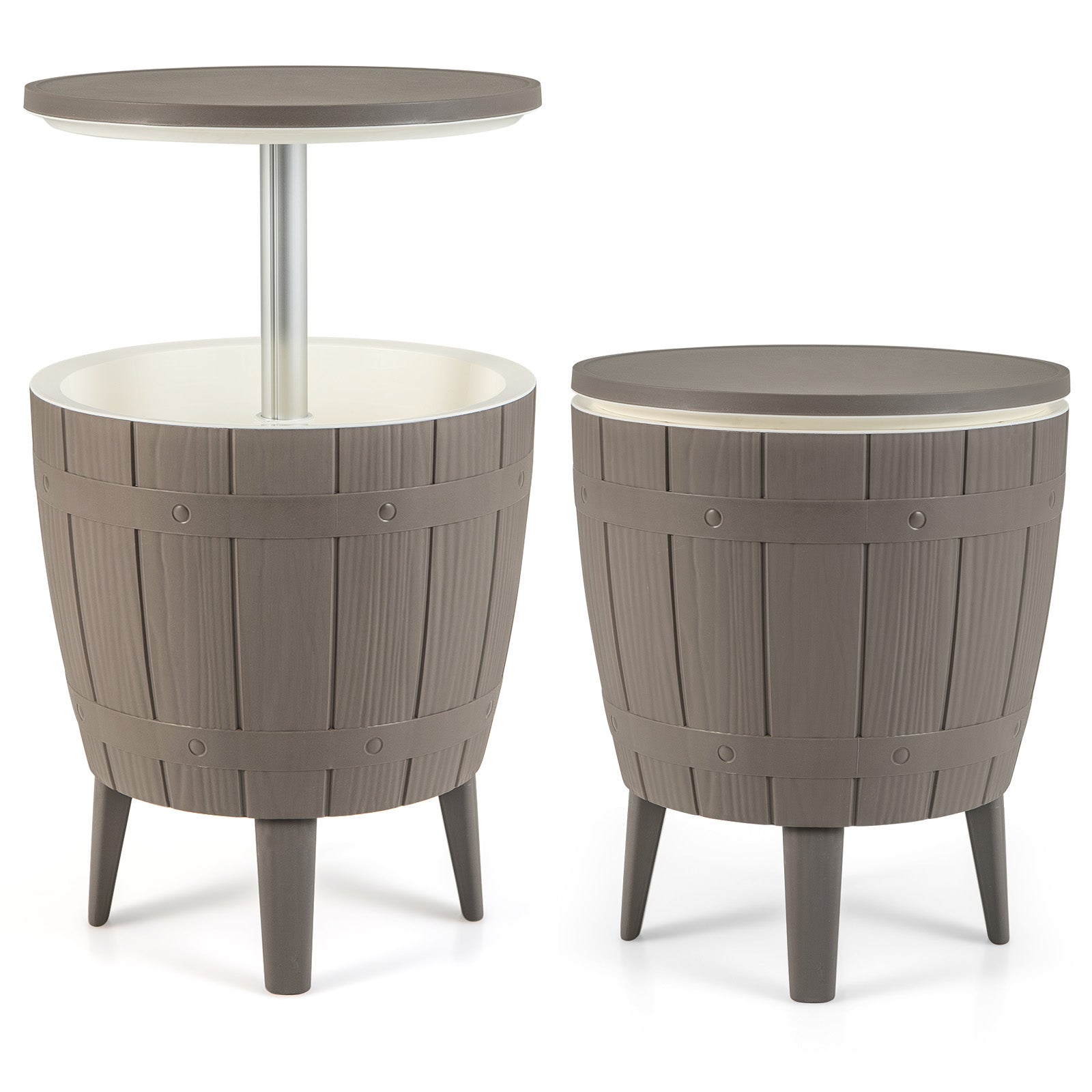 10 Gallon Cooler Bar Table Outdoor Coffee Table Ice Bucket with Telescopic Tabletop for Beer and Wine
