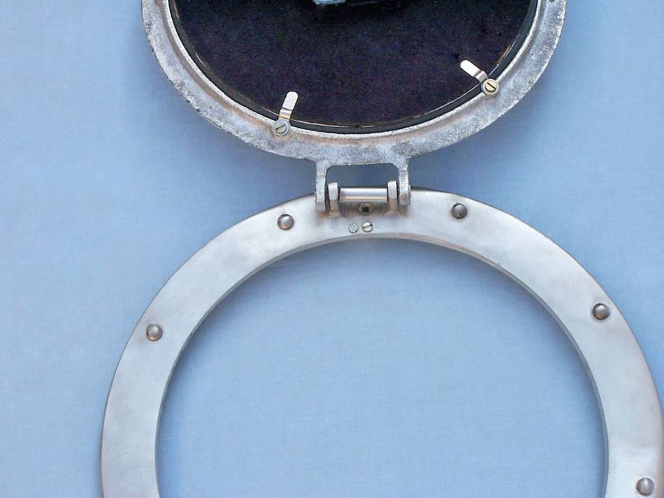 Brushed Nickel Deluxe Class Porthole Clock 12""