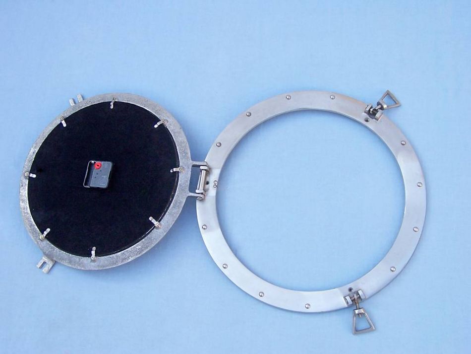 Brushed Nickel Deluxe Class Porthole Clock 17""