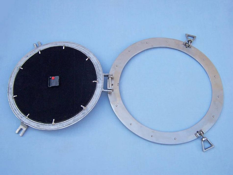 Brushed Nickel Deluxe Class Porthole Clock 24""