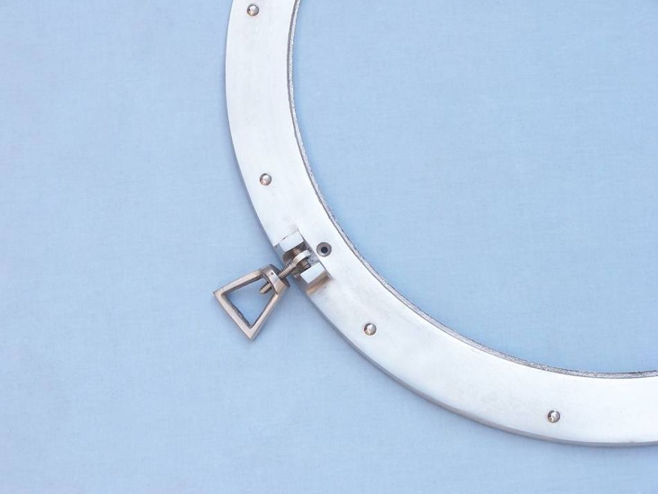 Brushed Nickel Deluxe Class Decorative Ship Porthole Mirror 20""