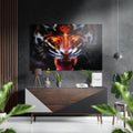 Snarling Tiger Face Closeup Brushed Aluminium Dibond Wall Art