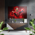 Red Kit Footballer Victory Roar Brushed Aluminium Dibond Wall Art