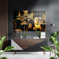 Night Diner Yellow Dress Brushed Aluminium Dibond Wall Art