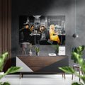 Monochrome Diner Yellow Dress Brushed Aluminium Dibond Wall Art