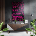 Hot Pink Workout Pictogram Quote Brushed Aluminium Dibond Wall Art