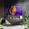 Purple Petals Yellow Center Flower Brushed Aluminium Dibond Wall Art