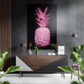 Hot Pink Pineapple on Black Brushed Aluminium Dibond Wall Art