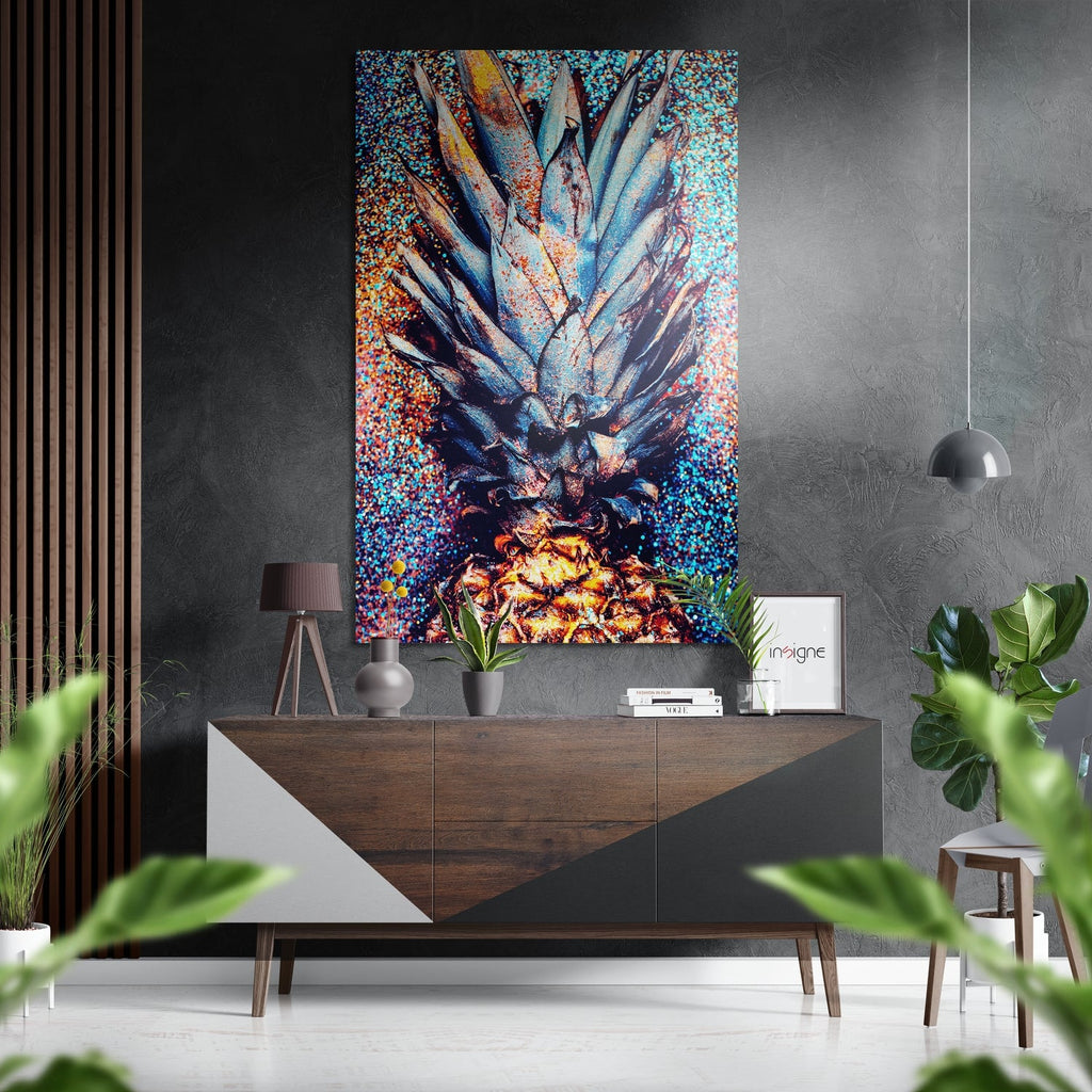 Pineapple Crown Confetti Splash Brushed Aluminium Dibond Wall Art