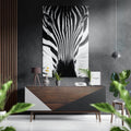 Zebra Face Front Stripes Close Up Brushed Aluminium Dibond Wall Art