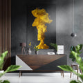 Yellow Ink Cloud Burst Column Brushed Aluminium Dibond Wall Art